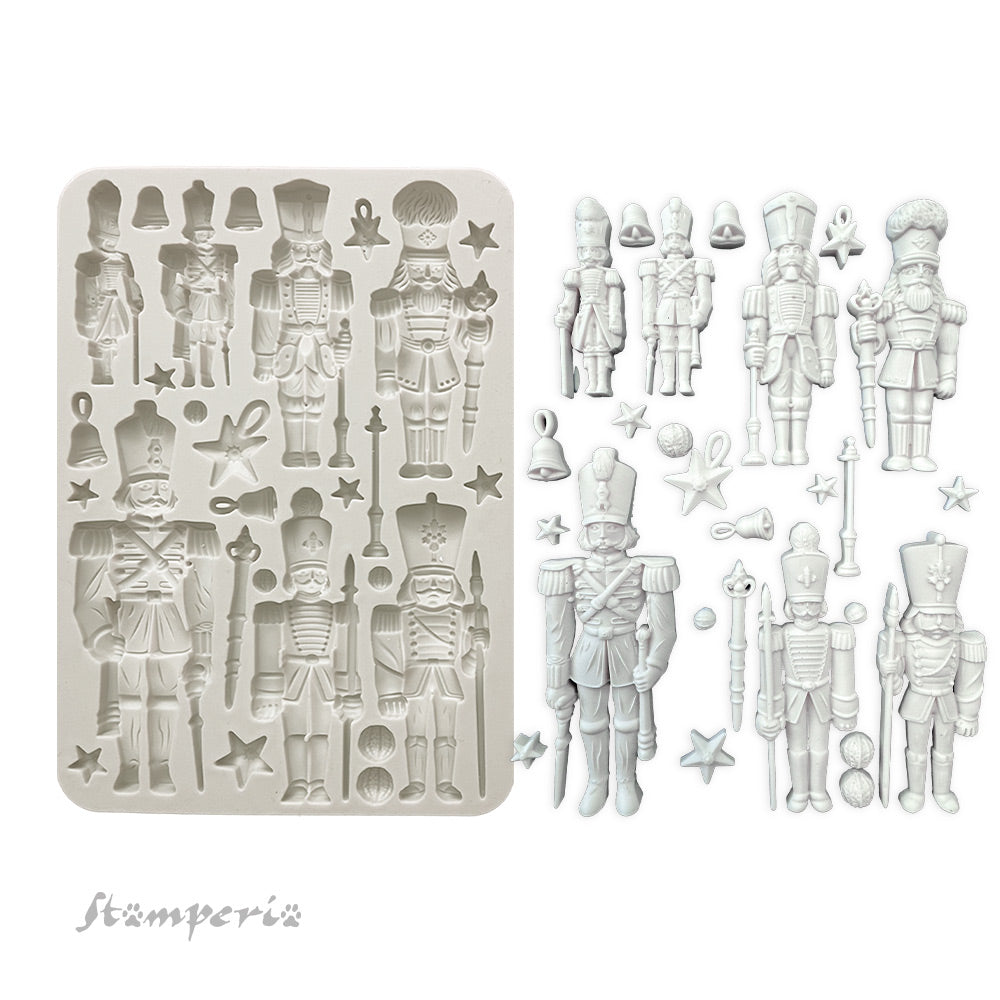 Stamperia Christmas THE NUTCRACKER SOLDIERS A5 Silicone Mixed Media Moulds Resin #KACMA533