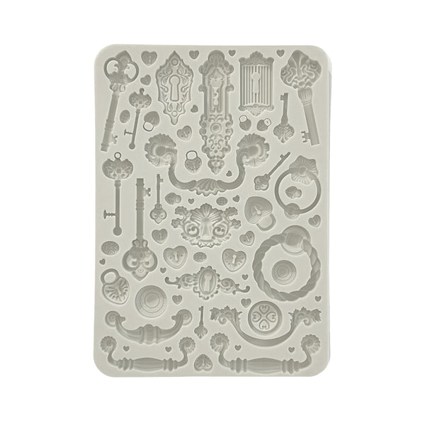 Stamperia GOLDEN HARMONY - KEYS, HANDLES and LOCKS A5 Silicone Mixed Media Moulds Resin #KACMA537