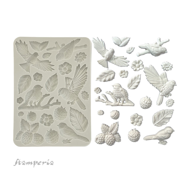 Stamperia FOREST - BIRDS A5 Silicone Mixed Media Moulds Resin #KACMA538