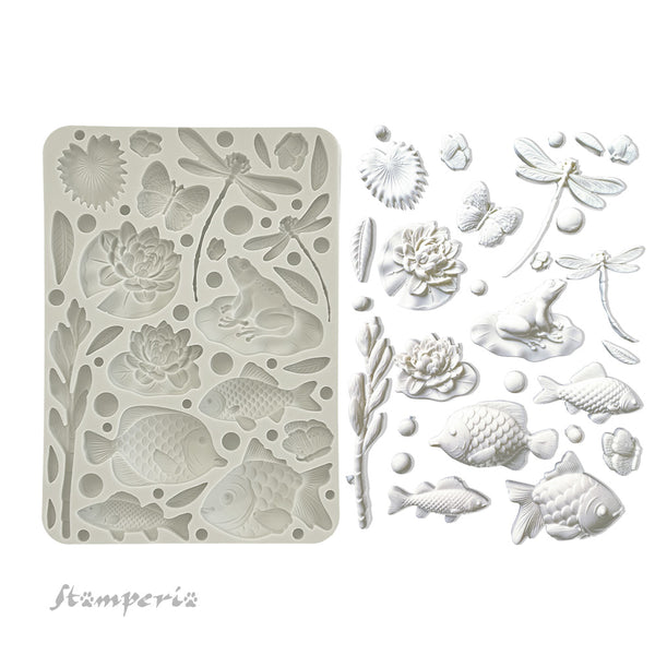 Stamperia FOREST - FISH and DRAGONFLY A5 Silicone Mixed Media Moulds Resin #KACMA540