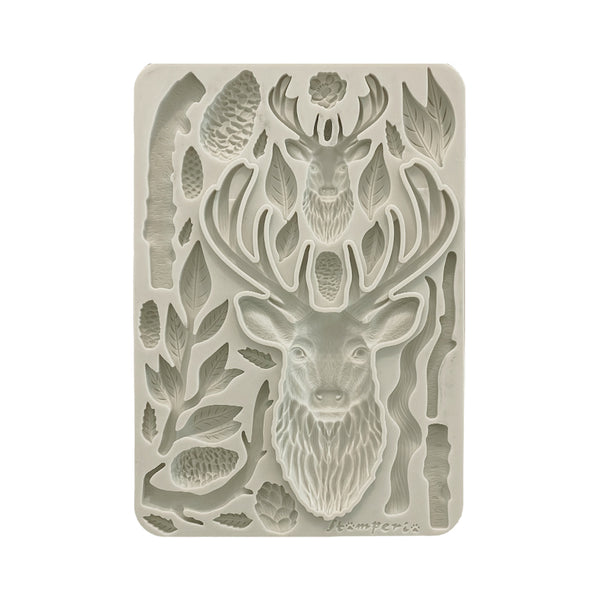 Decorative card with deer and floral design on a white background