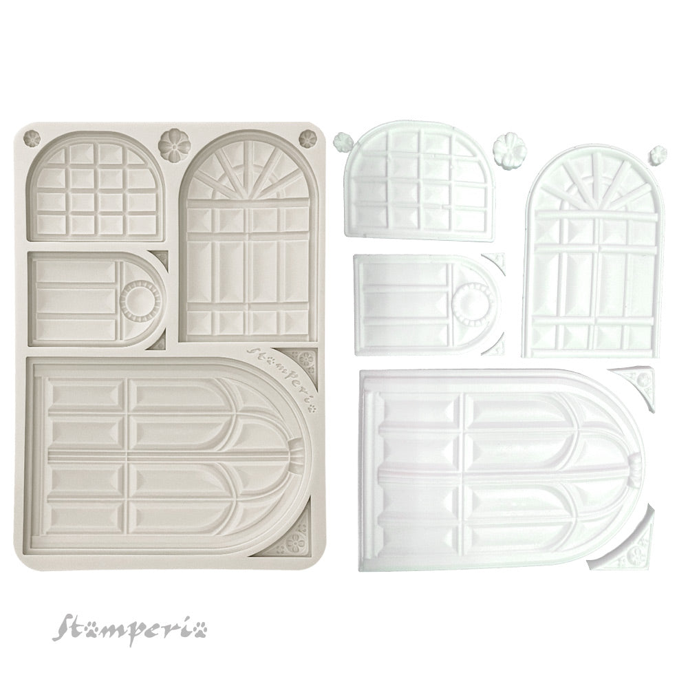 PRE-ORDER Stamperia MASQUERADE WINDOWS A5 Silicone Mixed Media Moulds Resin #KACMA554