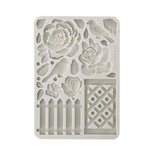 PRE-ORDER Stamperia HOUSE OF ROSES - FENCE A5 Silicone Mixed Media Moulds Resin #KACMA569