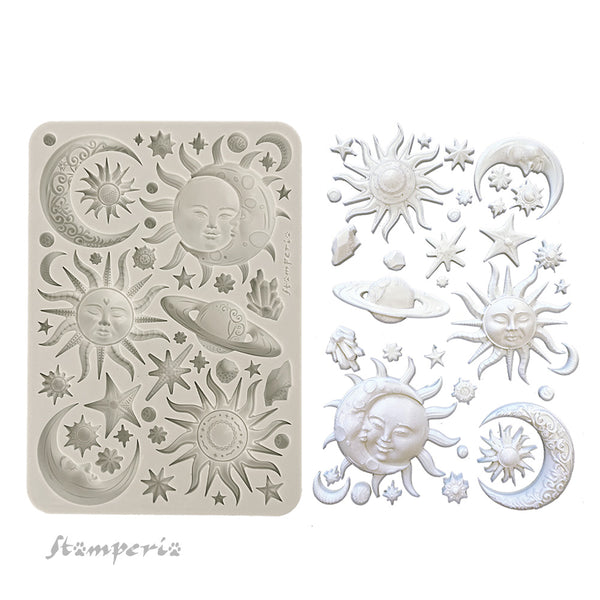 Stamperia SUN AND MOON Best Sellers A5 Silicone Mixed Media Moulds Resin #KACMA560