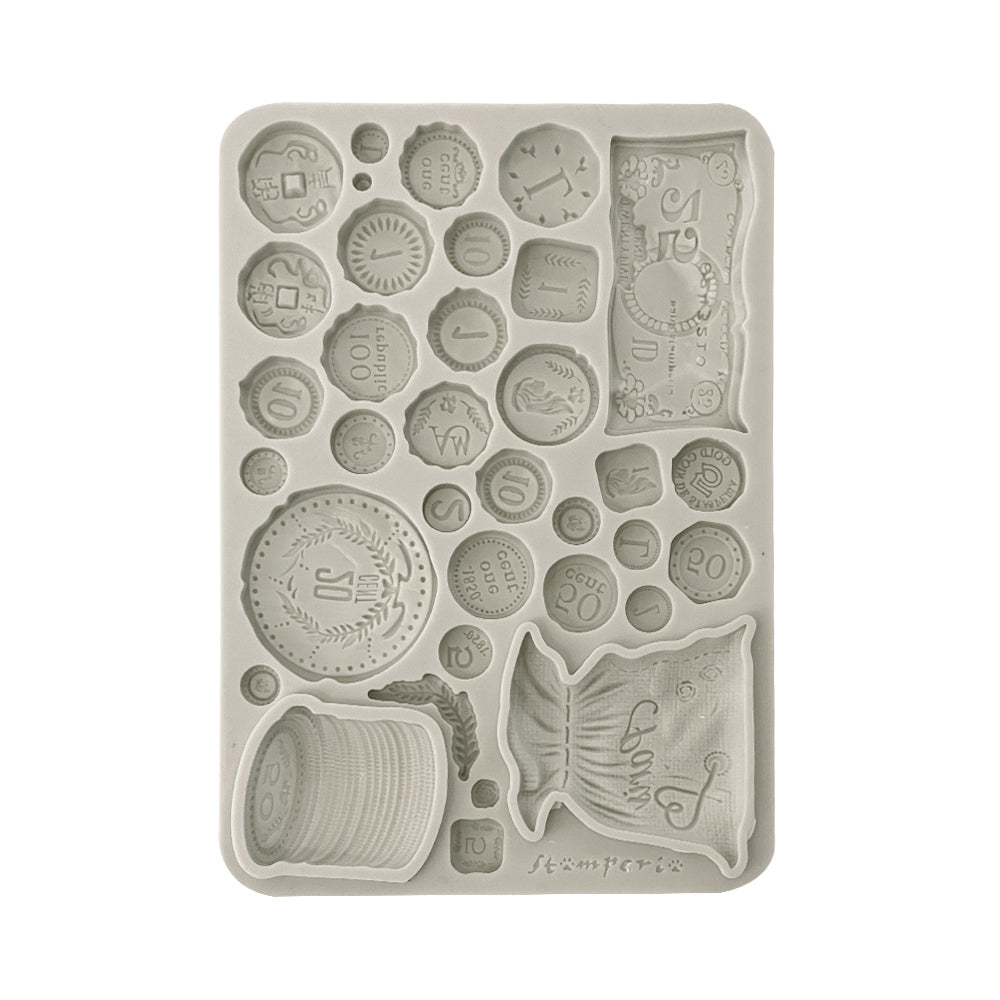Stamperia VENICE CITY OF ART - OLD COINS A5 Silicone Mixed Media Moulds Resin #KACMA561