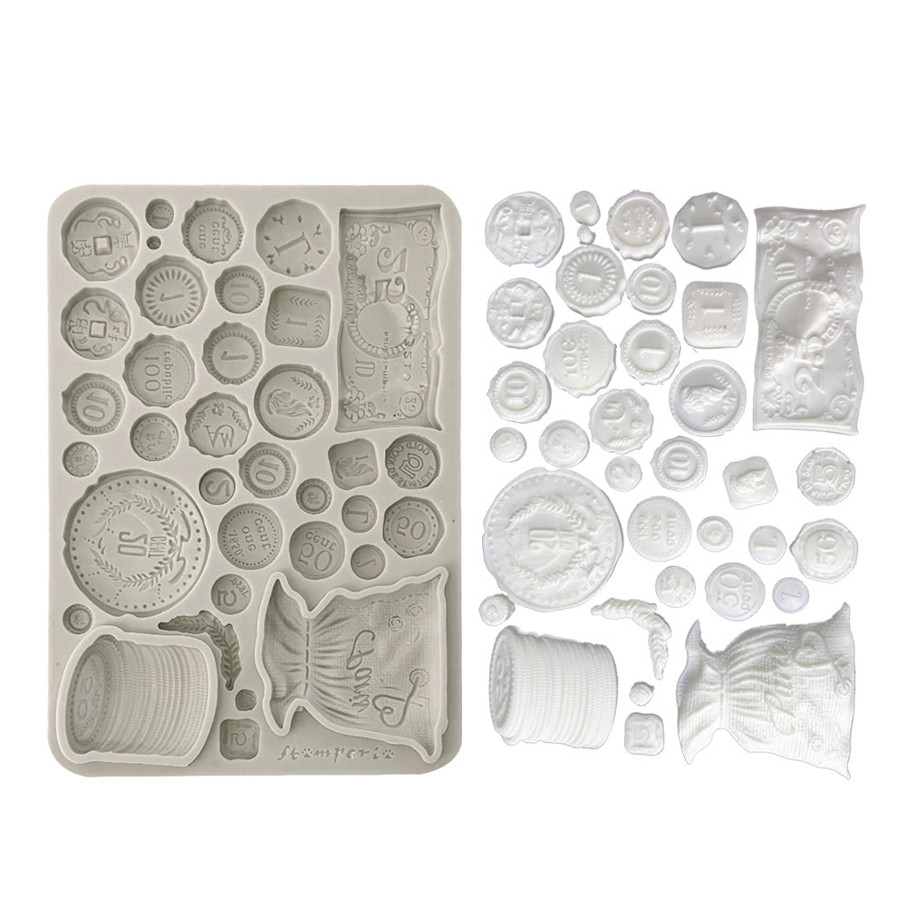 Stamperia VENICE CITY OF ART - OLD COINS A5 Silicone Mixed Media Moulds Resin #KACMA561