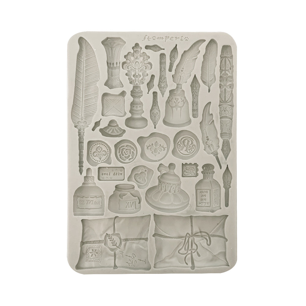 Stamperia FLOWERS and POEMS - CALLIGRAPHY A5 Silicone Mixed Media Moulds Resin #KACMA563