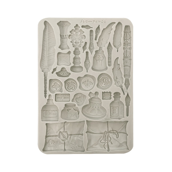 Stamperia FLOWERS and POEMS - CALLIGRAPHY A5 Silicone Mixed Media Moulds Resin #KACMA563