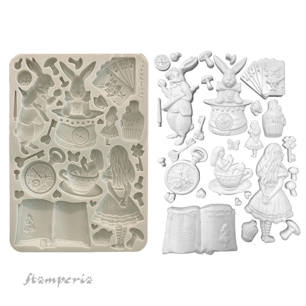 Stamperia ALICE IN CHRISTMAS A5 Silicone Mixed Media Moulds Resin #KACMA572