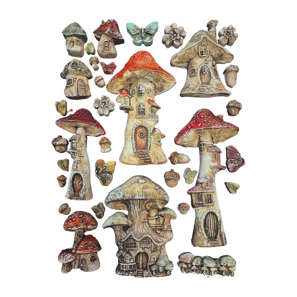 PRE-ORDER Stamperia HIDDEN GROVE - MUSHROOM HOUSE A5 Silicone Mixed Media Moulds Resin #KACMA574