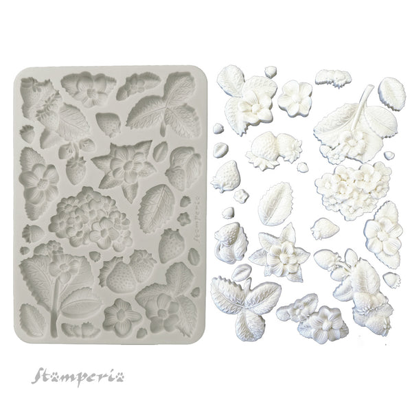 PRE-ORDER Stamperia HIDDEN GROVE - STRAWBERRIES A5 Silicone Mixed Media Moulds Resin #KACMA575