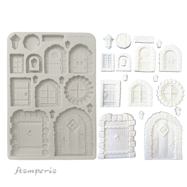 PRE-ORDER Stamperia HIDDEN GROVE - DOOR and WINDOW A5 Silicone Mixed Media Moulds Resin #KACMA576