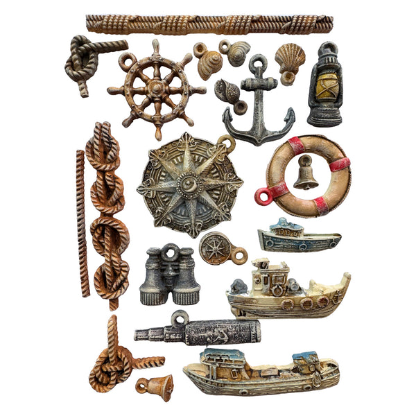 Stamperia SILENT SEA - RUDDERS and BOATS A5 Silicone Mixed Media Moulds Resin #KACMA579