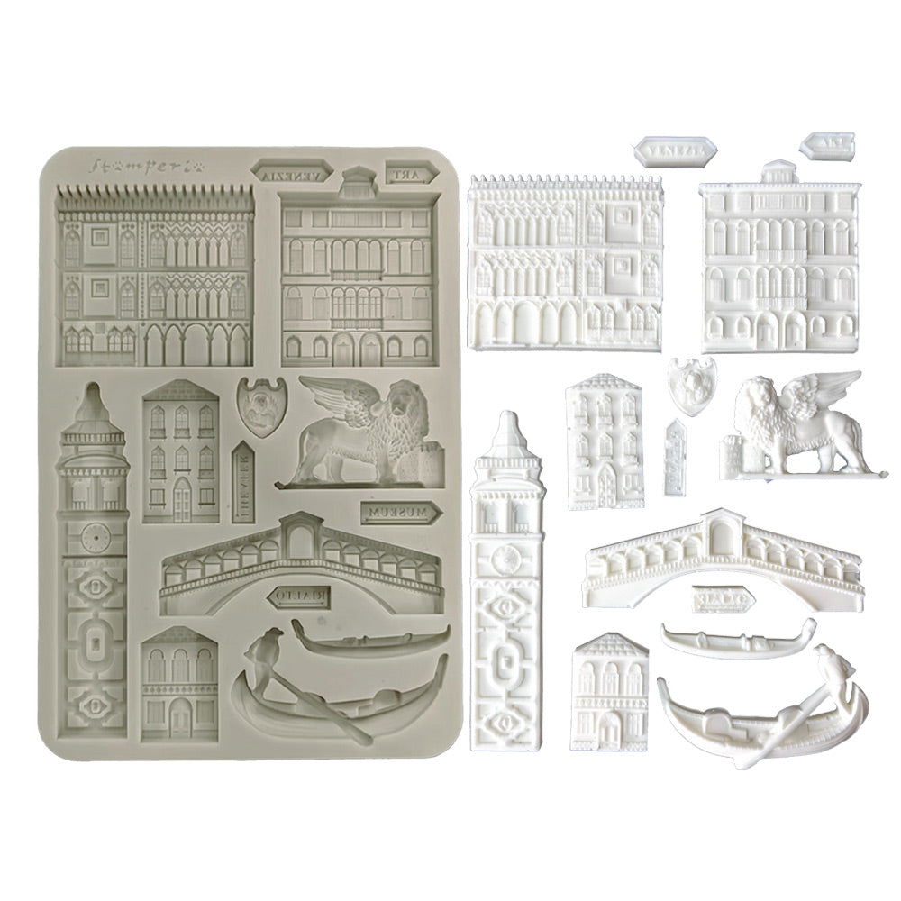 Stamperia VENICE CITY OF ART - MONUMENTS A5 Silicone Mixed Media Moulds Resin #KACMA581