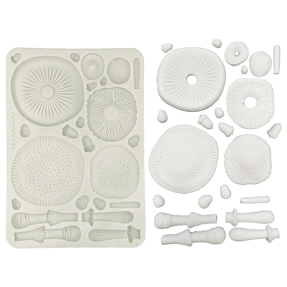 Stamperia WHISPERING WOODS - 3D MUSHROOMS A5 Silicone Mixed Media Moulds Resin #KACMA588