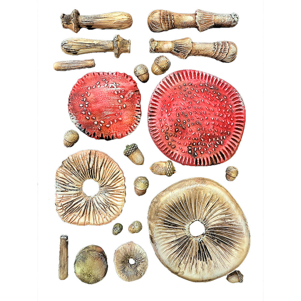 Stamperia WHISPERING WOODS - 3D MUSHROOMS A5 Silicone Mixed Media Moulds Resin #KACMA588