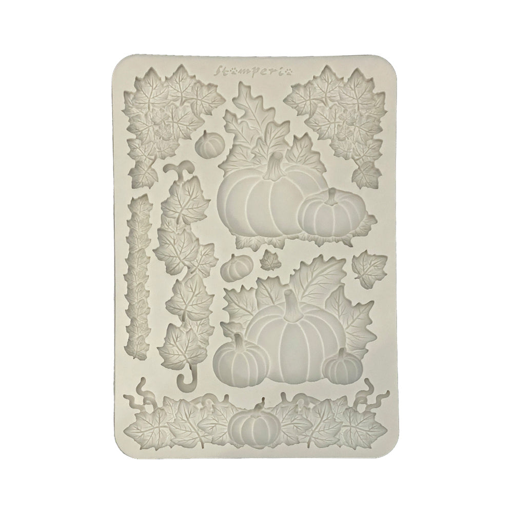 Stamperia WHISPERING WOODS - PUMPKINS A5 Silicone Mixed Media Moulds Resin #KACMA589