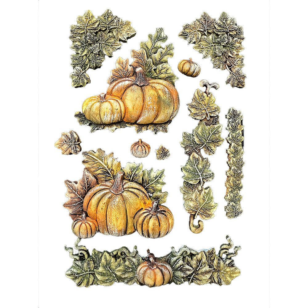 Stamperia WHISPERING WOODS - PUMPKINS A5 Silicone Mixed Media Moulds Resin #KACMA589