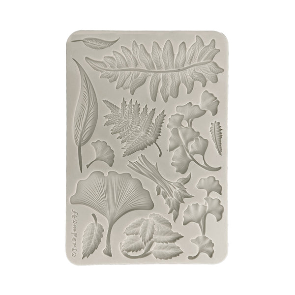 Silicone mold with leaf and floral designs on a white background