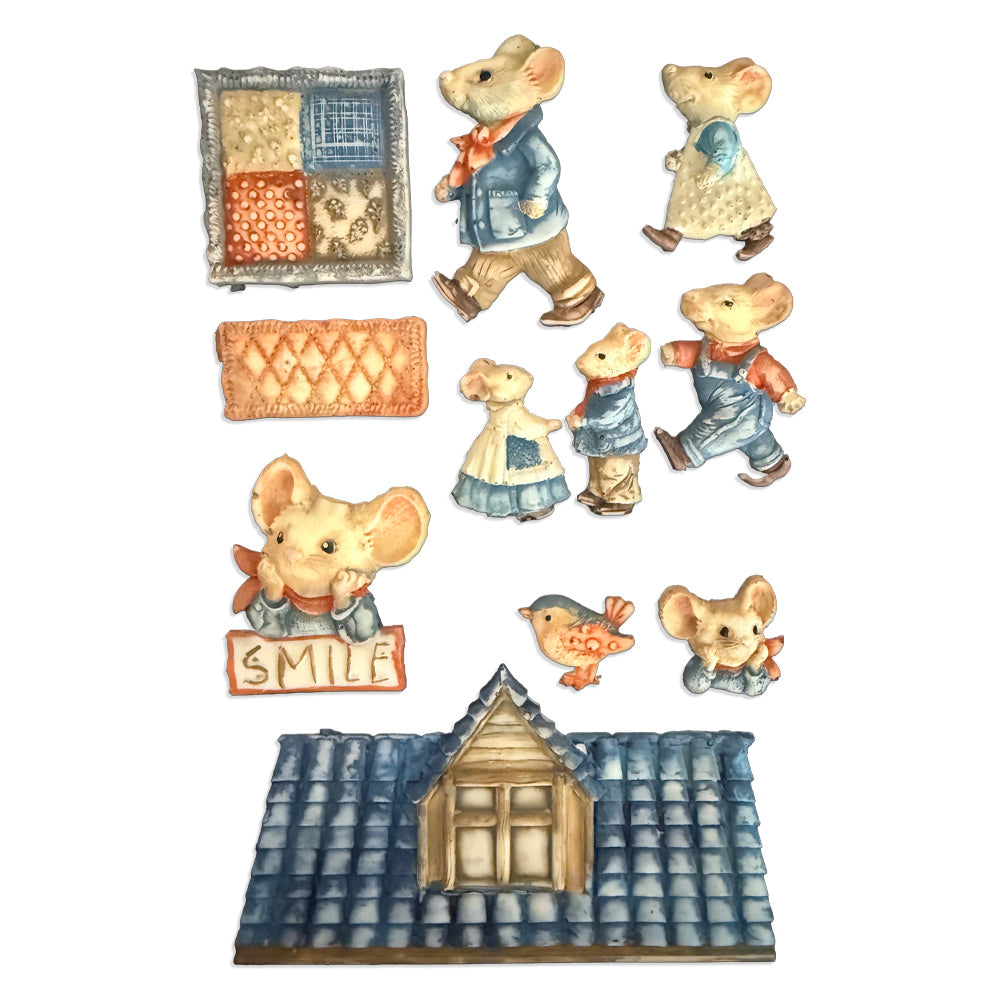 Stamperia FAMILY - MICE A5 Silicone Mixed Media Moulds Resin #KACMA599
