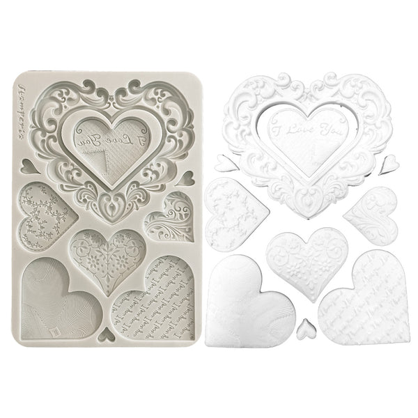 Stamperia FAMILY - HEARTS A5 Silicone Mixed Media Moulds Resin #KACMA600
