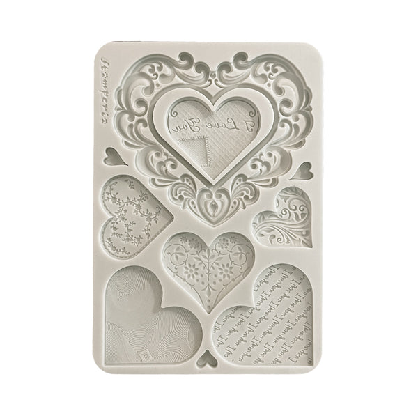 Stamperia FAMILY - HEARTS A5 Silicone Mixed Media Moulds Resin #KACMA600