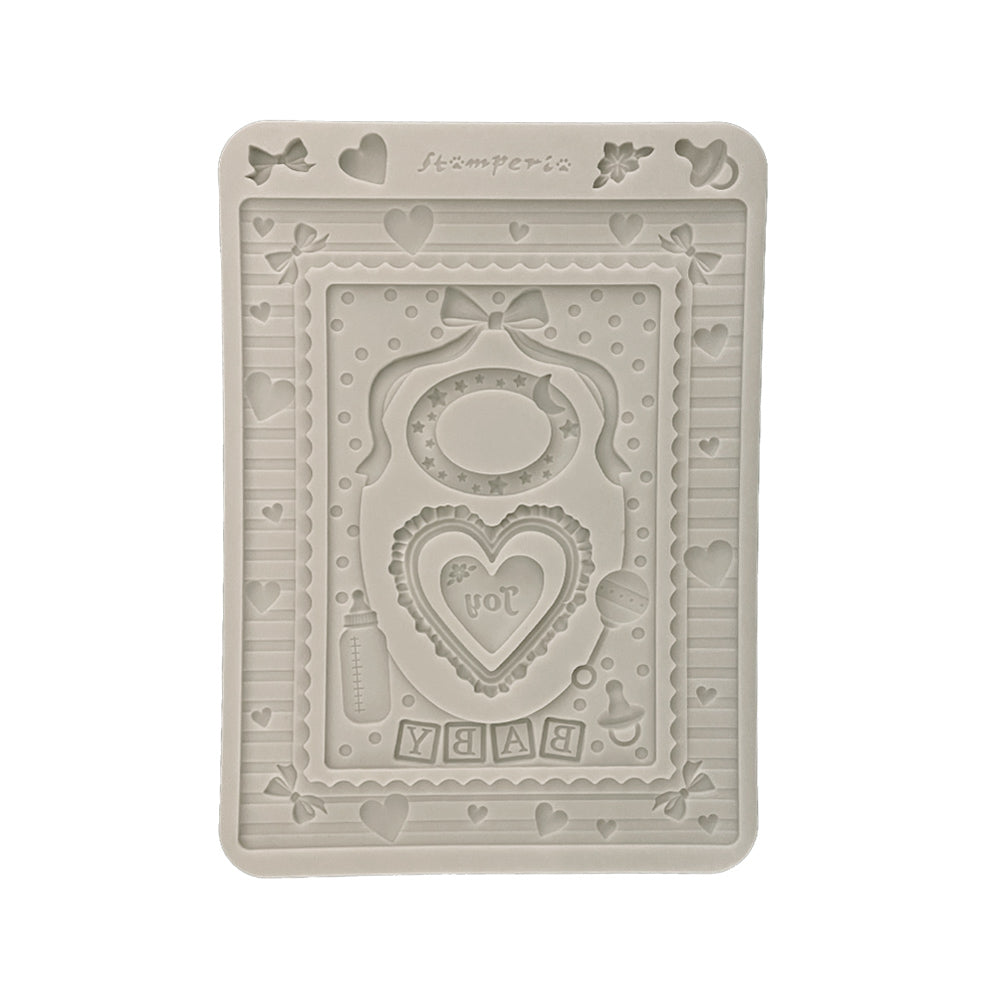 Stamperia BABY - FRAMES and HEARTS A5 Silicone Mixed Media Moulds Resin #KACMA602