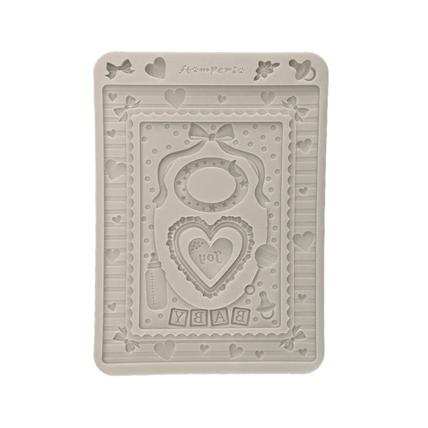 Stamperia BABY - FRAMES and HEARTS A5 Silicone Mixed Media Moulds Resin #KACMA602