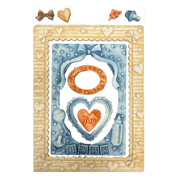 Stamperia BABY - FRAMES and HEARTS A5 Silicone Mixed Media Moulds Resin #KACMA602