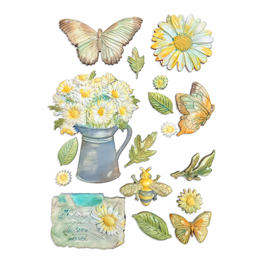 Stamperia DAISY ART - DAISY and BUTTERFLY A5 Silicone Mixed Media Moulds Resin #KACMA603
