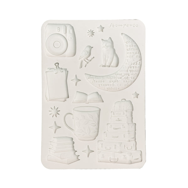 Mould with various designs on a white background