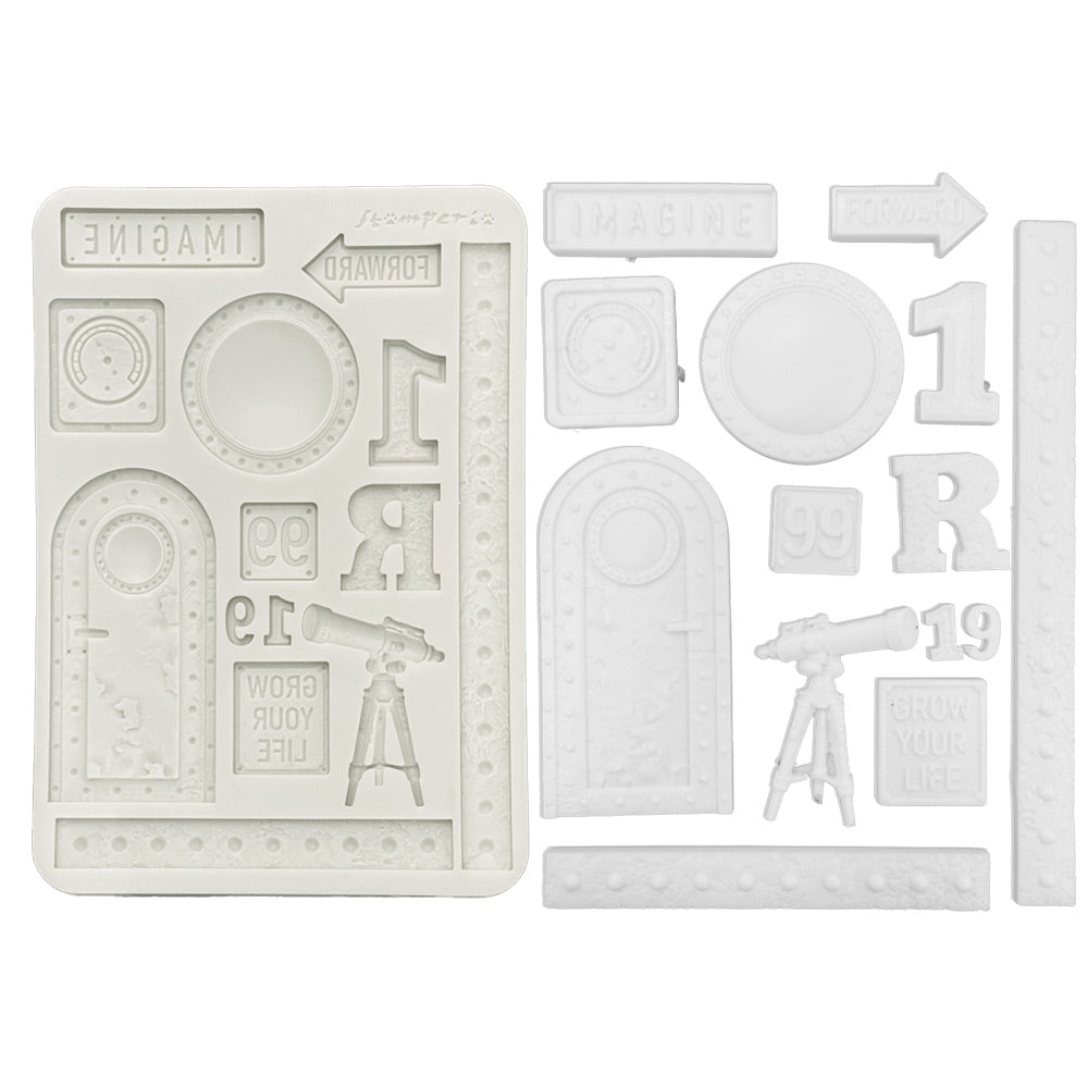 Stamperia A NEW BEGINNING - TELESCOPE  A5 Silicone Mixed Media Moulds Resin #KACMA606