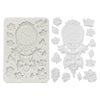 Stamperia GARDENS OF TIME - CLOCK and FLOWERS A5 Silicone Mixed Media Moulds Resin #KACMA610