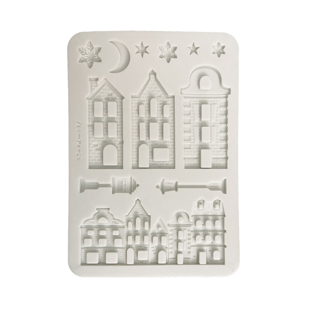 Stamperia All you Need for CHRISTMAS - VILLAGE A5 Silicone Mixed Media Moulds Resin #KACMA616