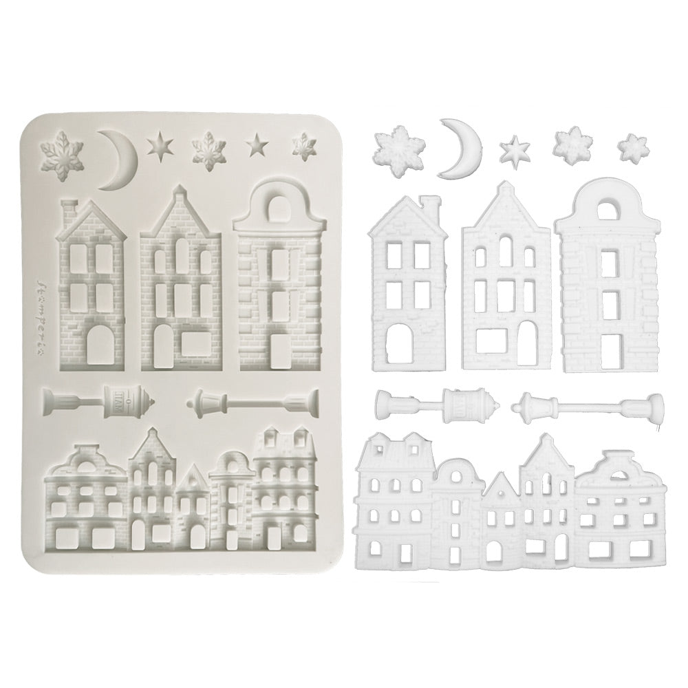 Stamperia All you Need for CHRISTMAS - VILLAGE A5 Silicone Mixed Media Moulds Resin #KACMA616