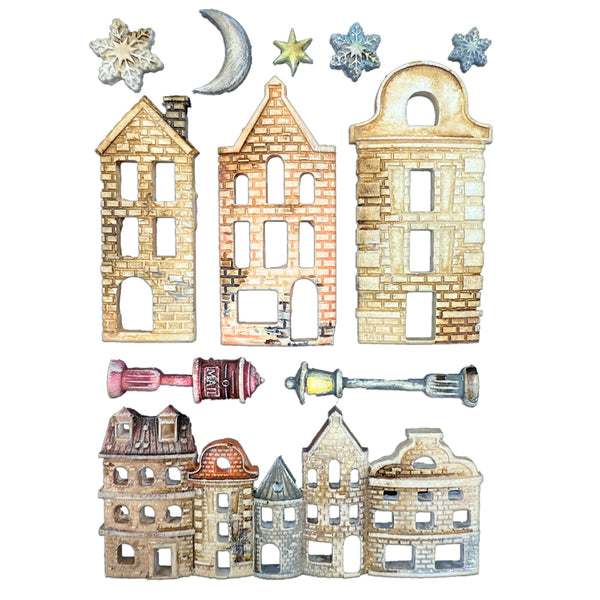 Stamperia All you Need for CHRISTMAS - VILLAGE A5 Silicone Mixed Media Moulds Resin #KACMA616