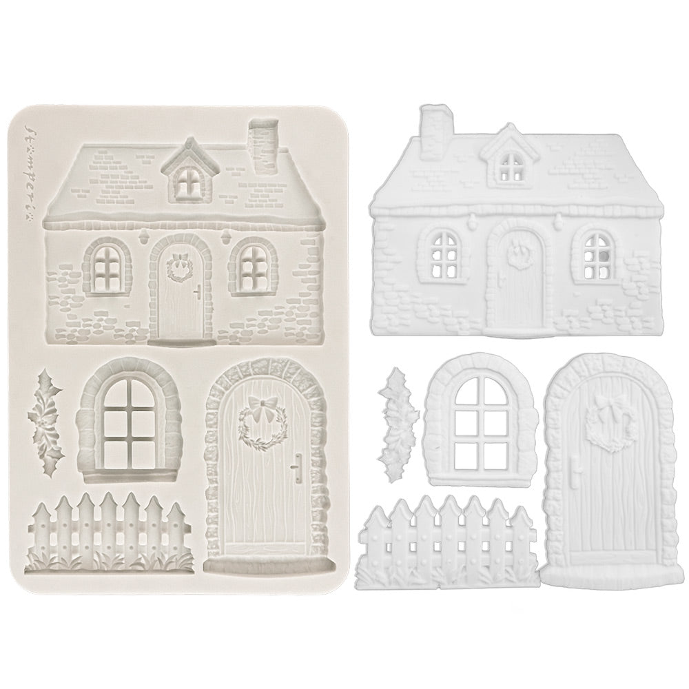 Stamperia All you Need for CHRISTMAS - COTTAGE A5 Silicone Mixed Media Moulds Resin #KACMA619