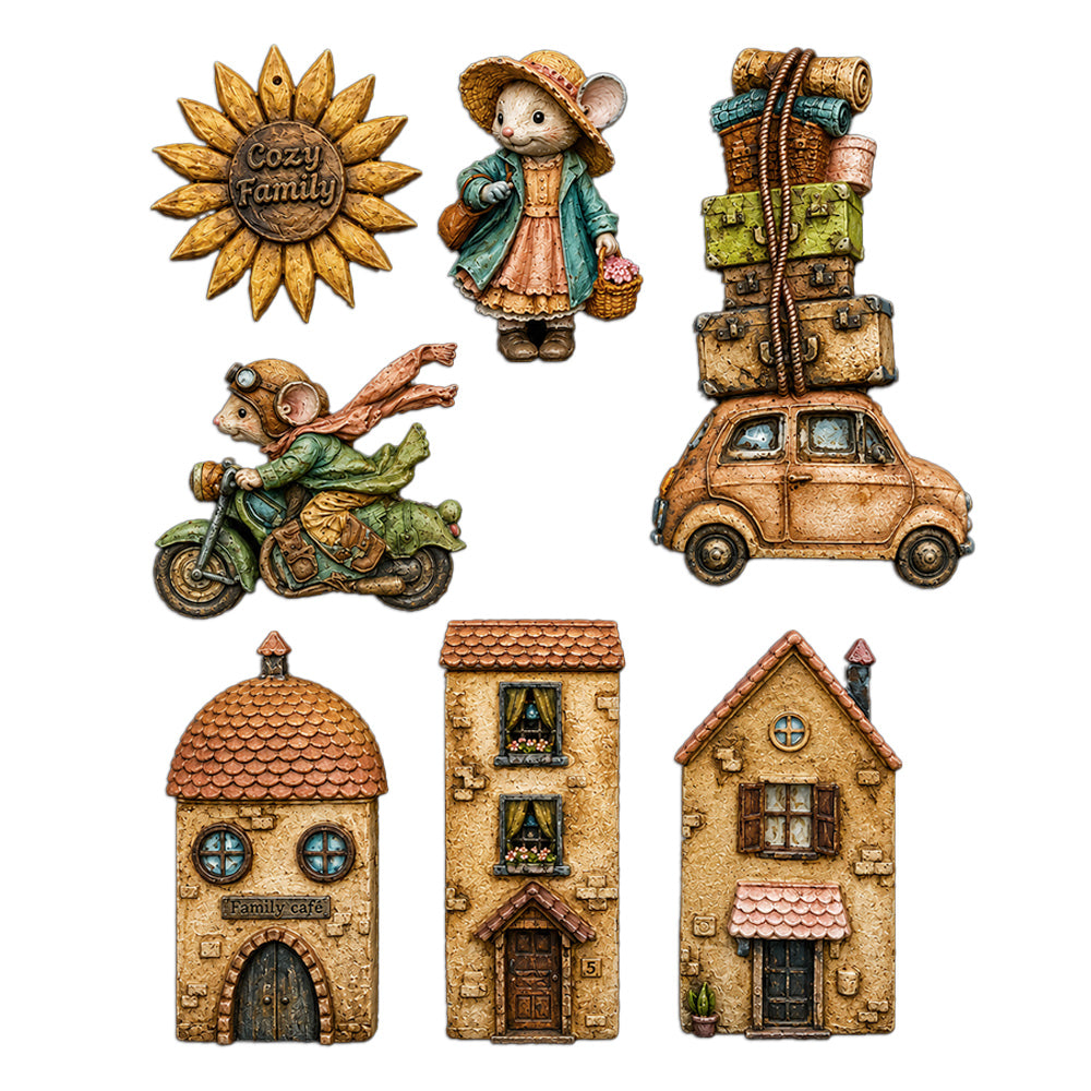Stamperia COZY FAMILY - BIRDS A5 Silicone Mixed Media Moulds Resin #KACMA624