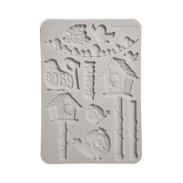 Stamperia FURRY FRIENDS 2 - BIRDS - A5 Silicone Mixed Media Moulds Resin #KACMA625