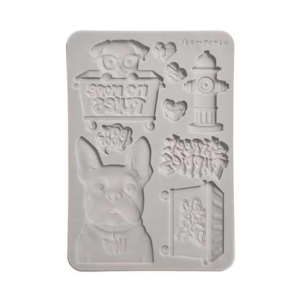 Stamperia FURRY FRIENDS 2 - DOGS - A5 Silicone Mixed Media Moulds Resin #KACMA627