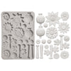 Stamperia FURRY FRIENDS 2 - FLOWERS - A5 Silicone Mixed Media Moulds Resin #KACMA628