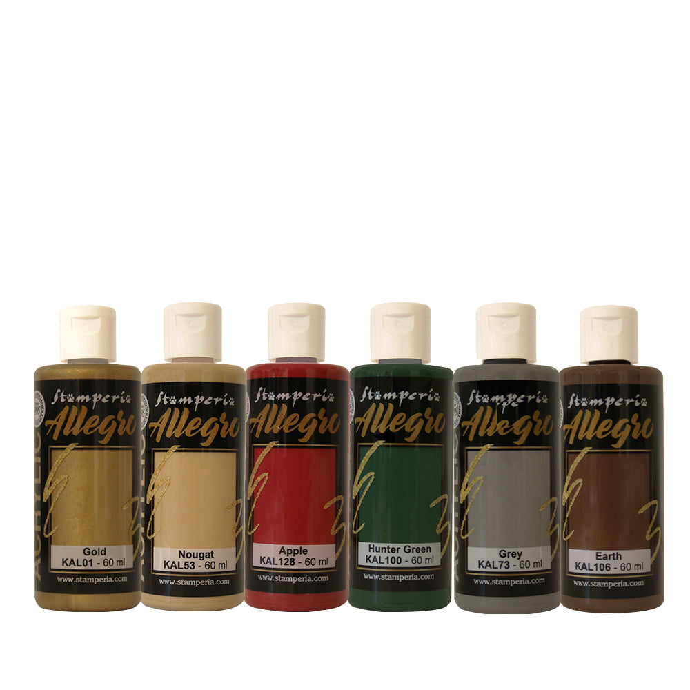 Stamperia Allegro GEAR UP FOR CHRISTMAS Acrylic PAINT Set of 6 60 ml bottles #KALKIT51