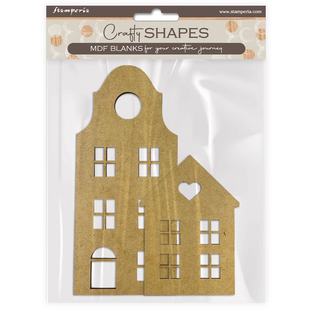 Stamperia CRAFTY Shapes HOUSES Die Cuts Chipboard Shapes #KLSM10