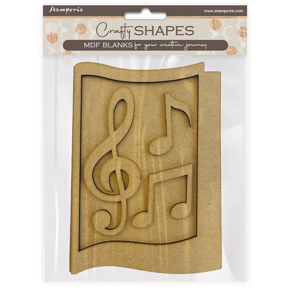 Stamperia CRAFTY Shapes MUSIC NOTES Die Cuts Chipboard Shapes #KLSM31