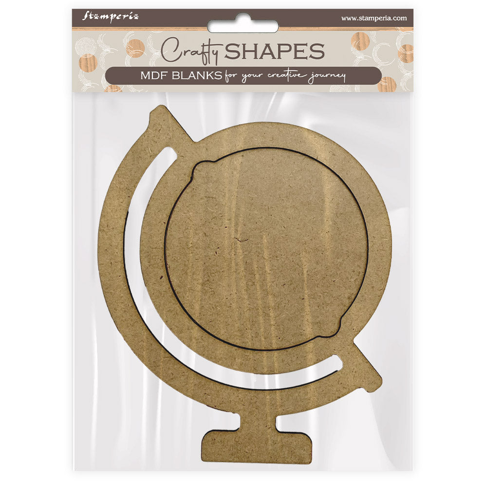 Stamperia CRAFTY Shapes ART OF TRAVELLING - GLOBE Die Cuts Chipboard Shapes #KLSM34