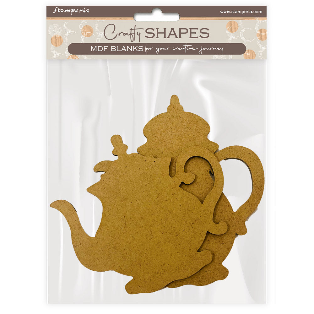 PRE-ORDER Stamperia HOUSE OF ROSES - TEA POT Crafty Shapes Die Cuts Chipboard Shapes #KLSM42