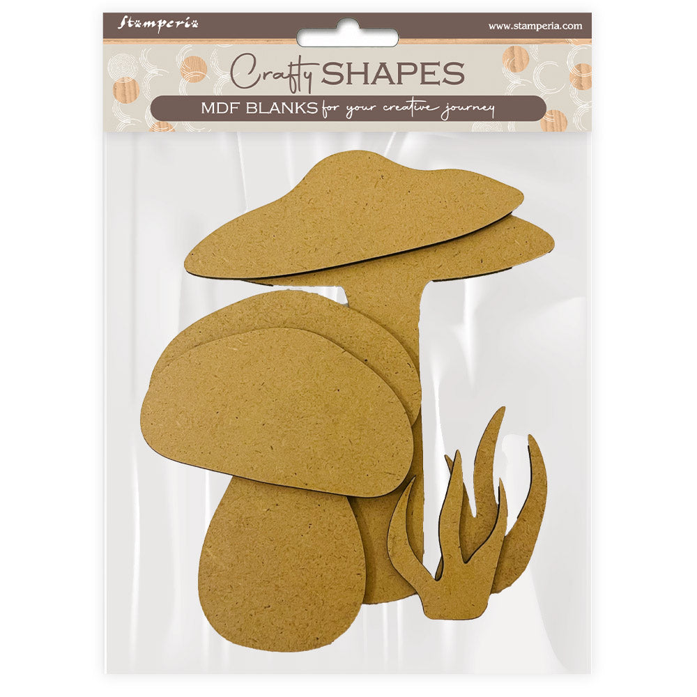 PRE-ORDER Stamperia HIDDEN GROVE - MUSHROOMS CRAFTY Shapes Die Cuts HDF MDF Shapes #KLSM44