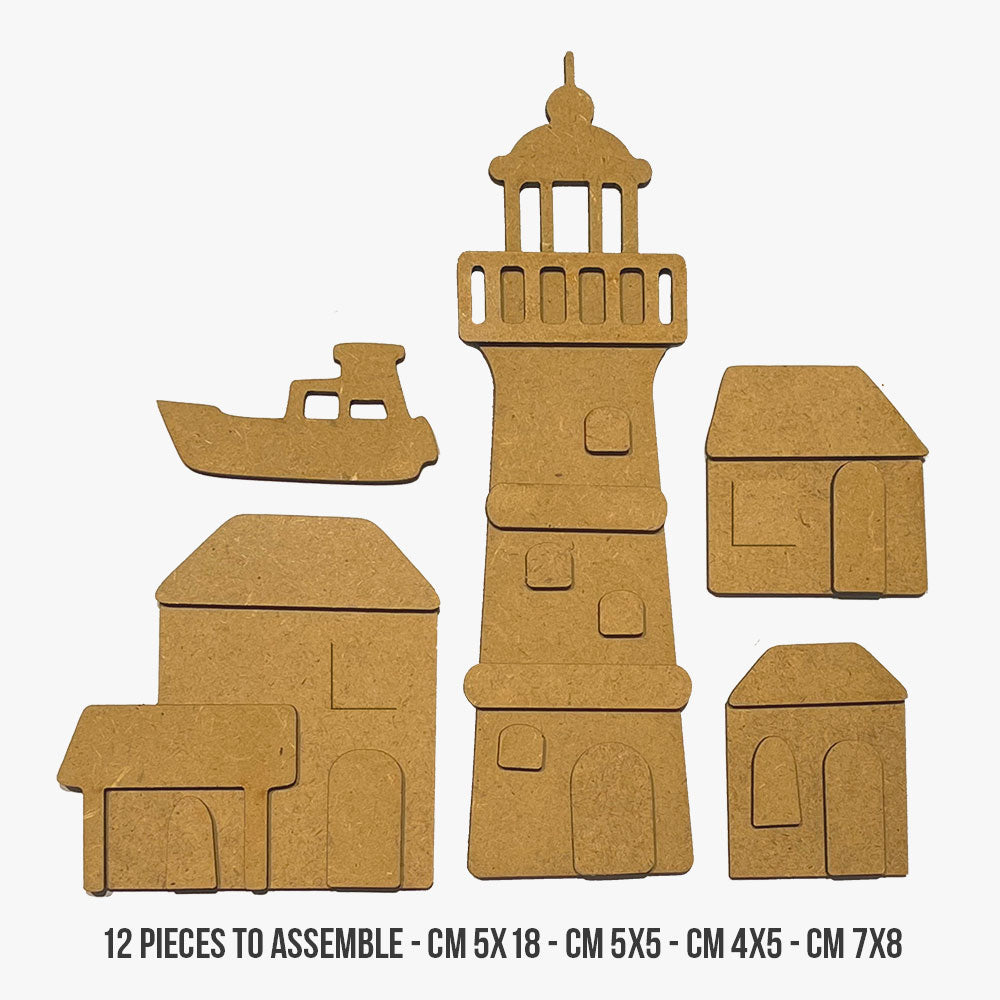 Stamperia SILENT SEA - LIGHTHOUSE LANDSCAPE Crafty Shapes Die Cuts Chipboard Shapes #KLSM49