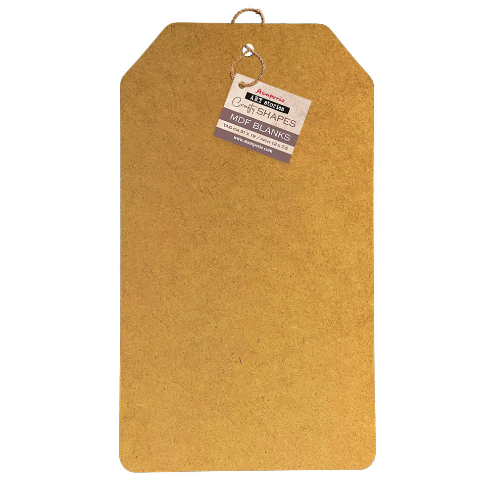 Stamperia Art Stories LARGE TAG Crafty Shapes MDF Blanks 31x19 cm #KLSM57