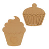 Two brown cardboard cupcake shapes on a white background